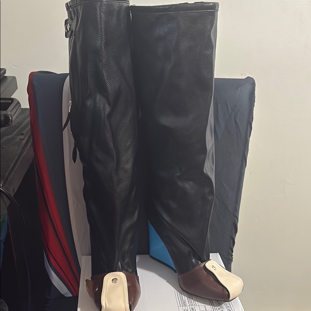 Black and Brown Riding Boots